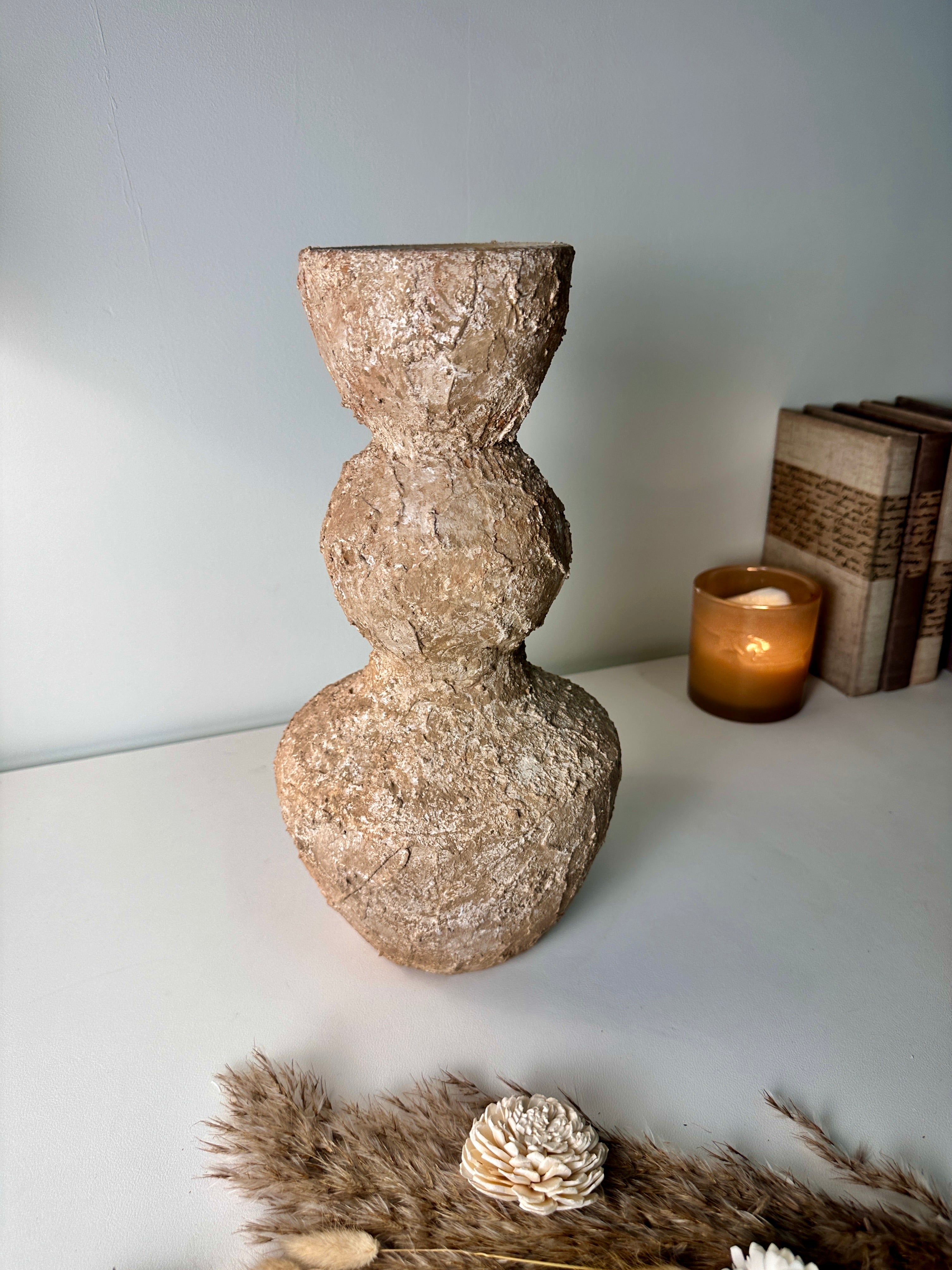 Minimalist Distressed Brown Washed Vase 14"