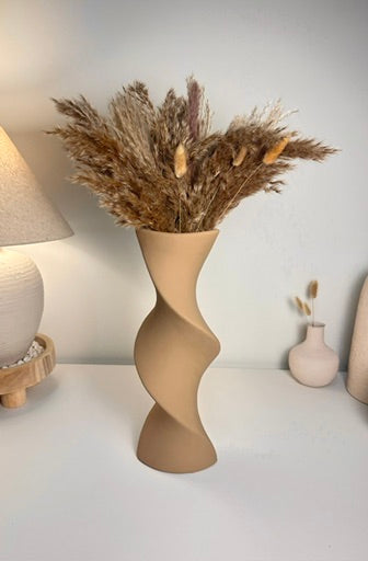 Modern Twisted Vase 16" - Coffee Brown