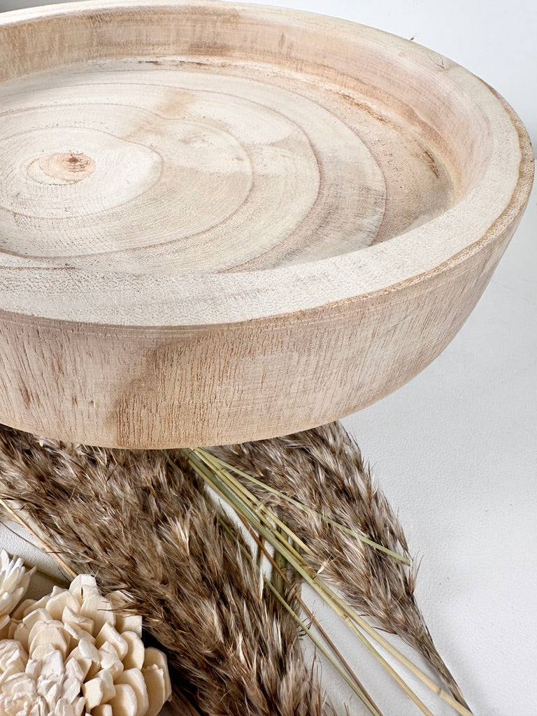 Boho Minimalist Rustic Paulownia Wood Tray 10" long- Beige