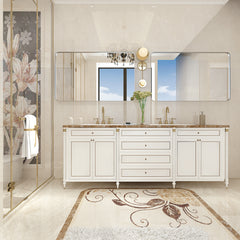 Glossy Brushed Silver Rounded Corner Rectangle Wall Mirror 36x30inch  (Horizontal & Vertical)