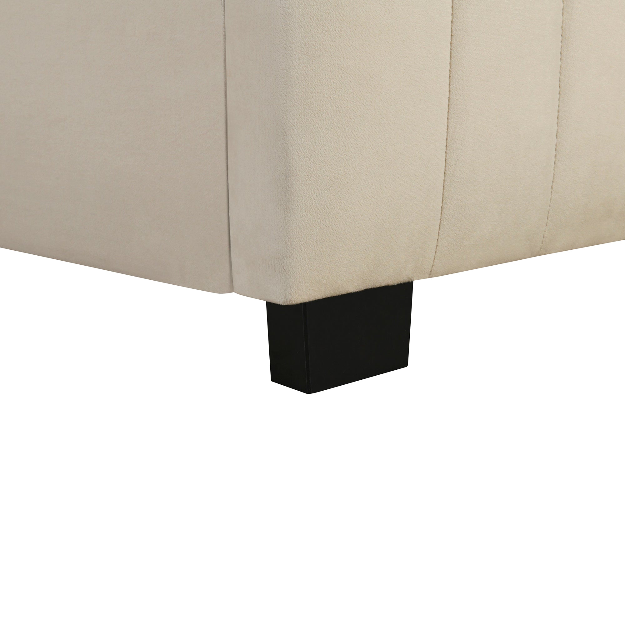 Twin Size Velvet Upholstered Platform Bed with Twin Size Trundle - Beige