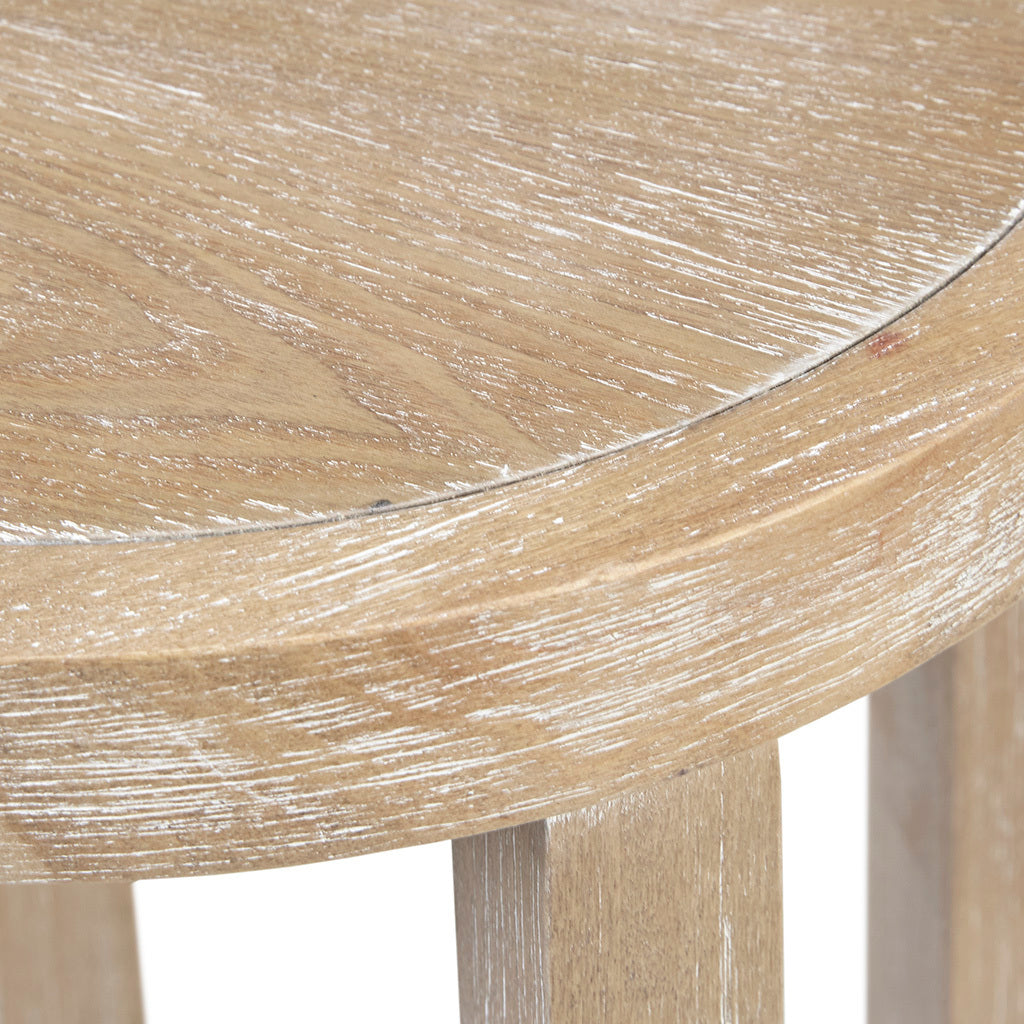 Rattan and Wood Round Accent Table