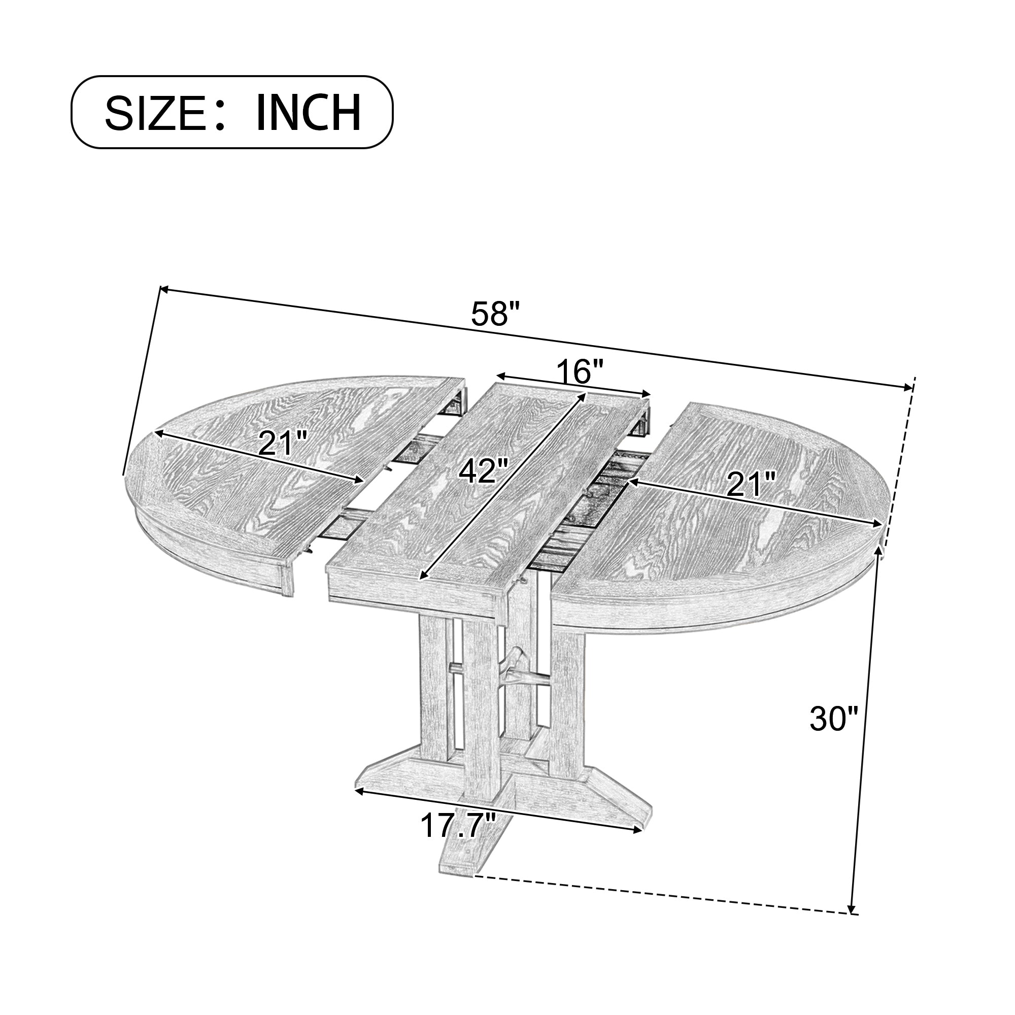 Farmhouse Dining Table Extendable Round Table for Dining Room - Natural Wood Wash