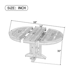 Farmhouse Dining Table Extendable Round Table for Dining Room - Natural Wood Wash