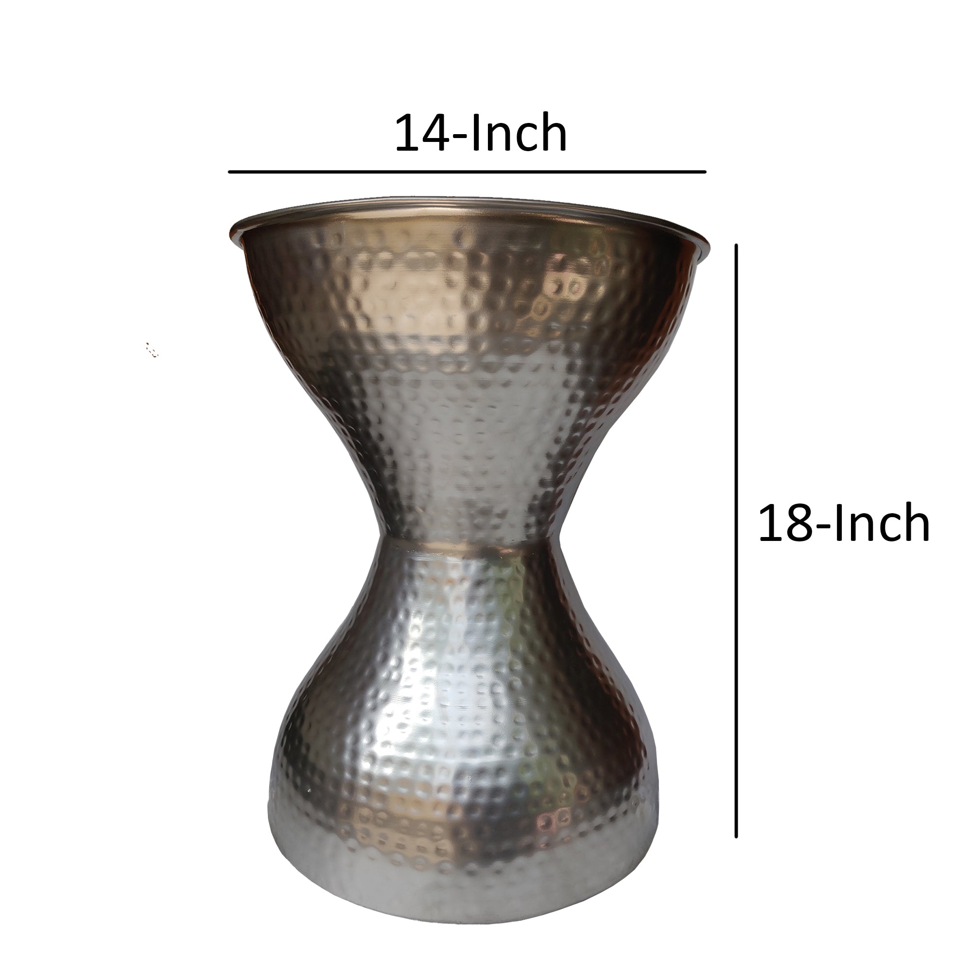 Industrial Style Hammered Texture Iron Stool with Hourglass Shaped Body - Silver