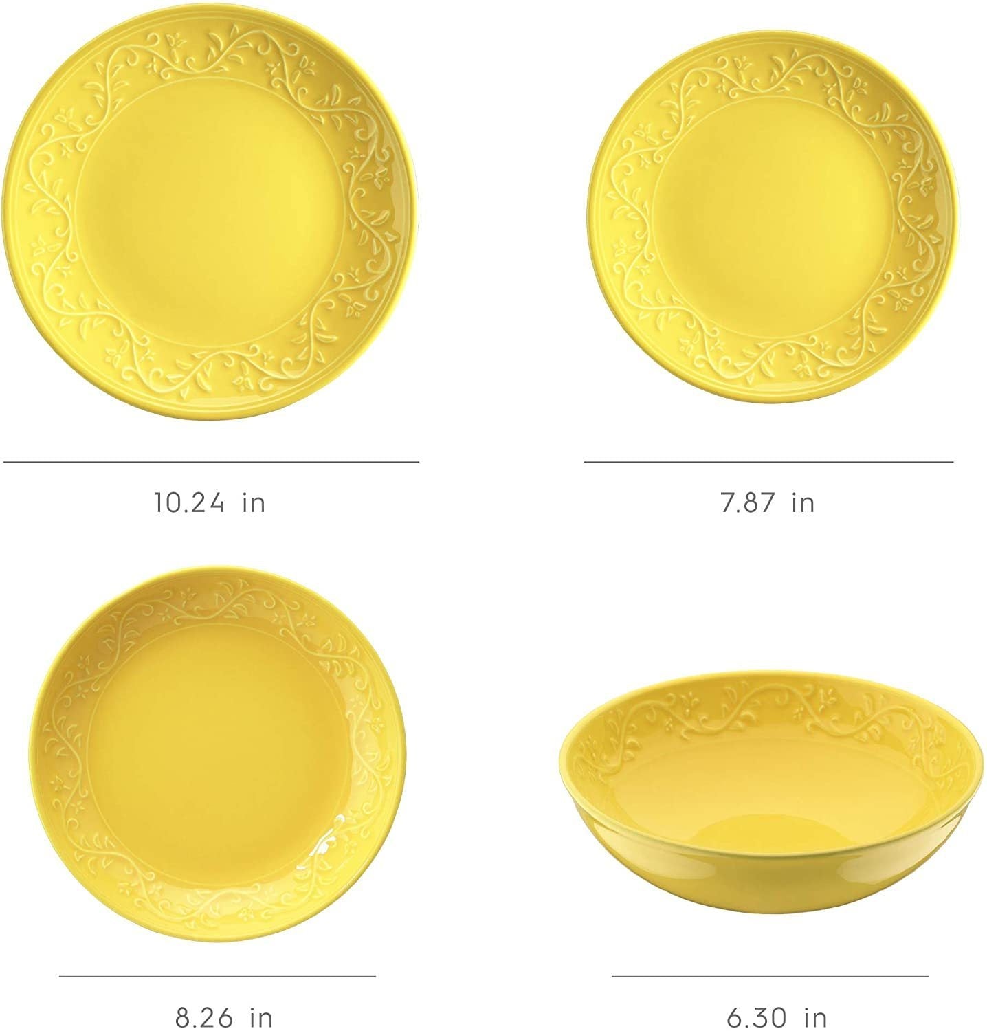 Fulya 16 Pieces Dinnerware Set - Yellow