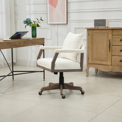 Office Chair Adjustable Swivel Chair Fabric Seat Home Study Chair - Beige
