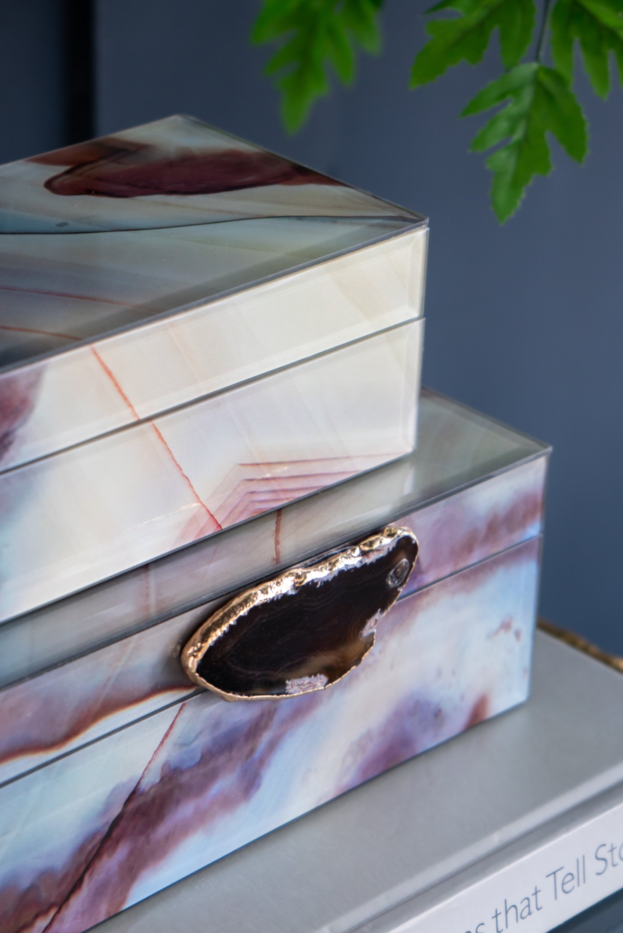 Decorative Nesting Jewelry Boxes, Stackable Decorative Storage Boxes With Lids - Set of 2
