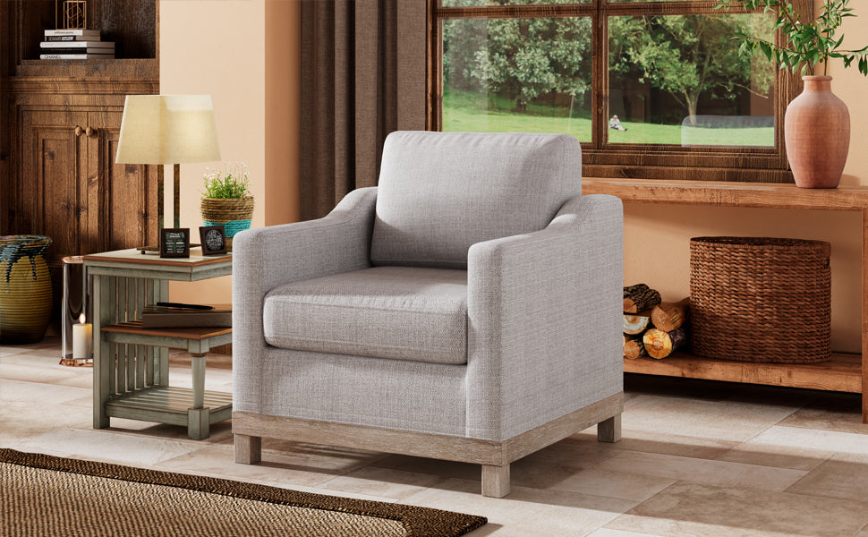 Contemporary Accent Chair with Rubber Wood Base Accent Chair - Grey