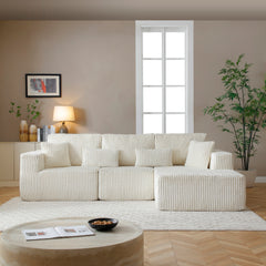 109'' Modular Sectional Sofa, Cloud Sectional Couch with Deep Seat, Modern Modular L-Shape Sofa Couch with Right Chaise,Upholstered Couches for Living Room Bedroom,No Assembly, (WHITE)