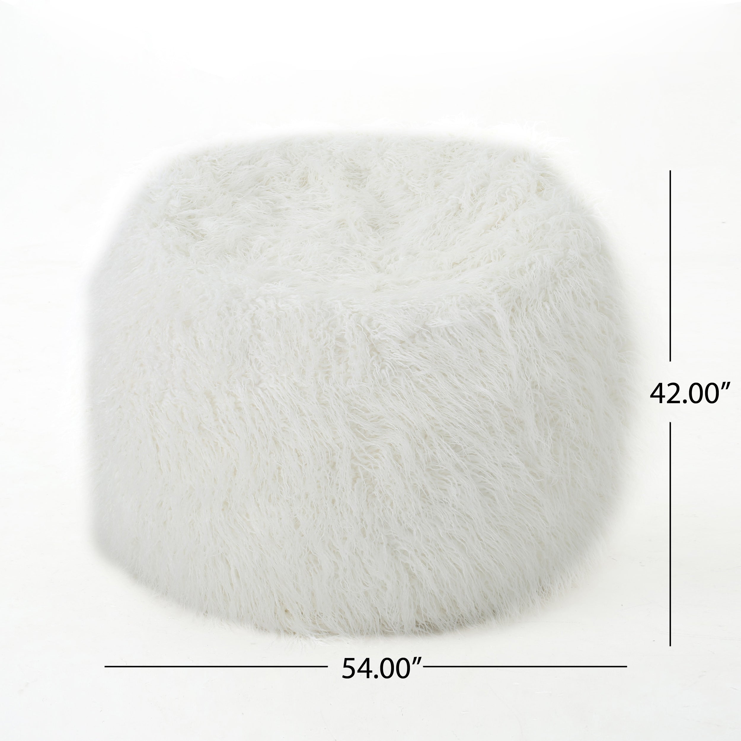 Modern Glam Faux Fur 5 Foot Bean Bag - White