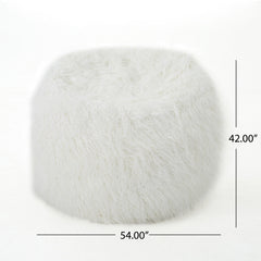 Modern Glam Faux Fur 5 Foot Bean Bag - White