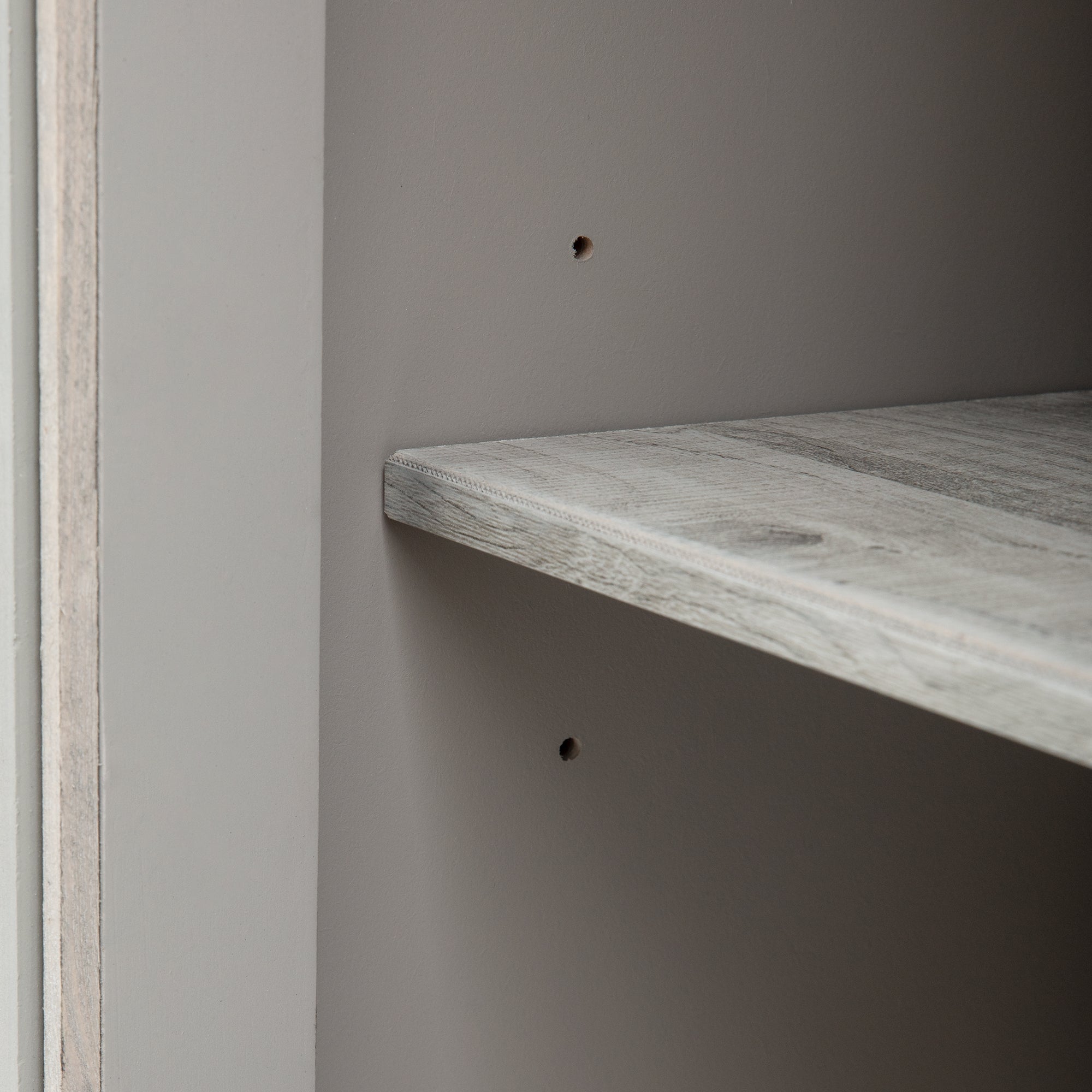 Wood Storage Cabinet with Three Tempered Glass Doors and Adjustable Shelf (Grey)