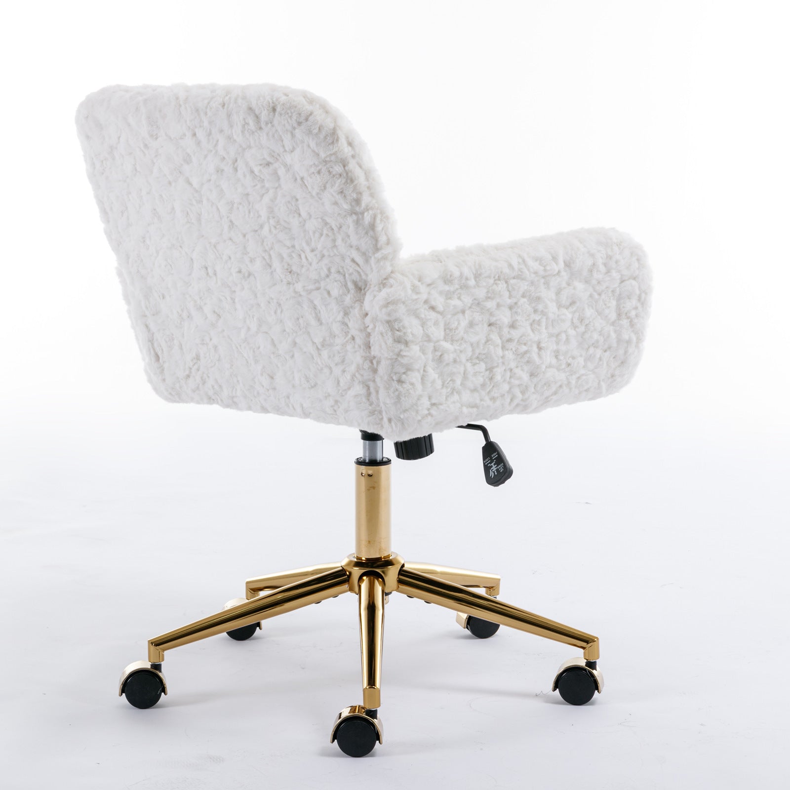 Cozy Plush Home Office Chair with Golden Metal Base  Adjustable Desk Chair Swivel Office Chair,Vanity Chair - Cream