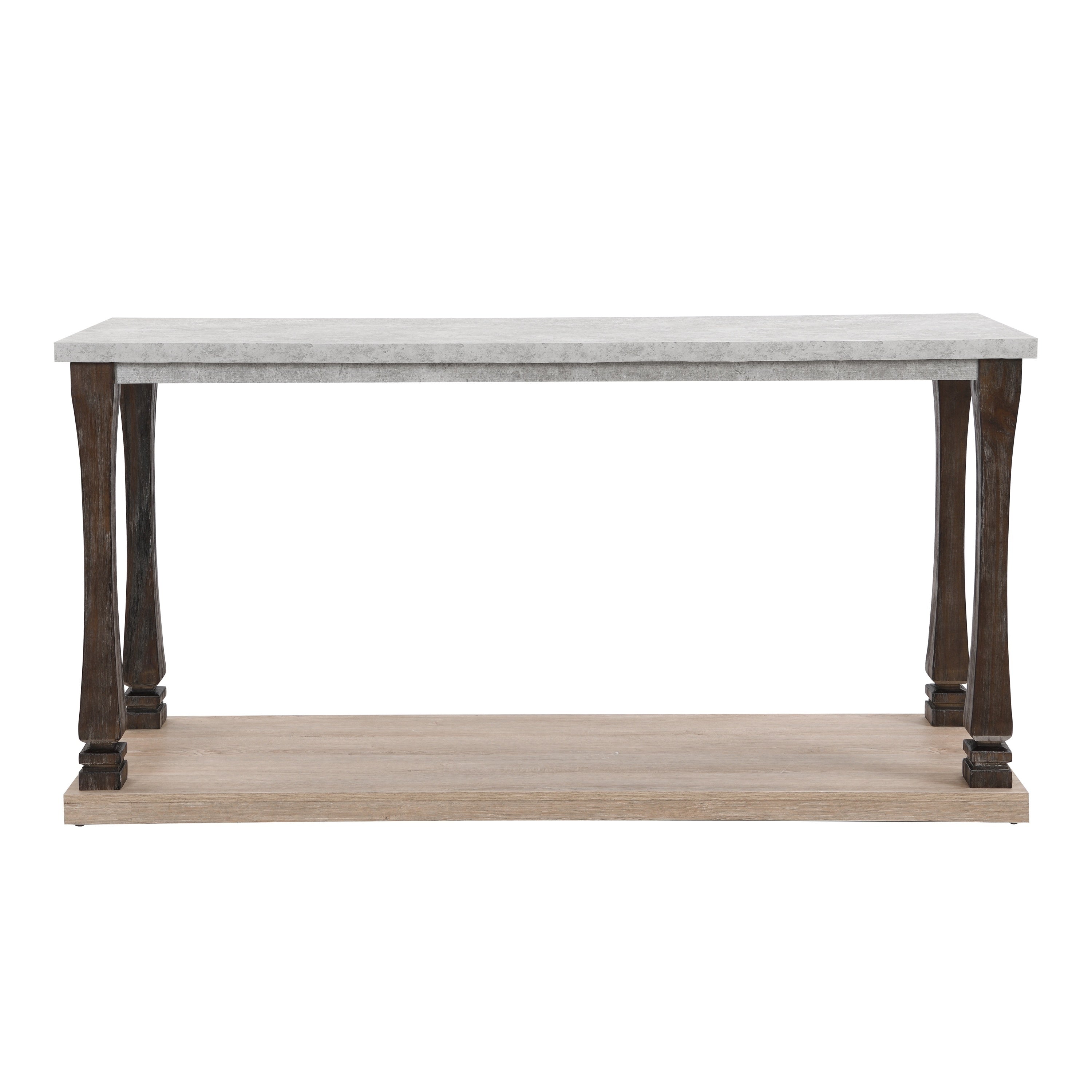 Mid-Century Console Table for Entryway, Wood sofa Table with 2-Tier Storage Shelf, 48 inch Long Rectangle -Grey Tabletop