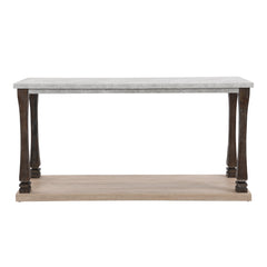 Mid-Century Console Table for Entryway, Wood sofa Table with 2-Tier Storage Shelf, 48 inch Long Rectangle -Grey Tabletop