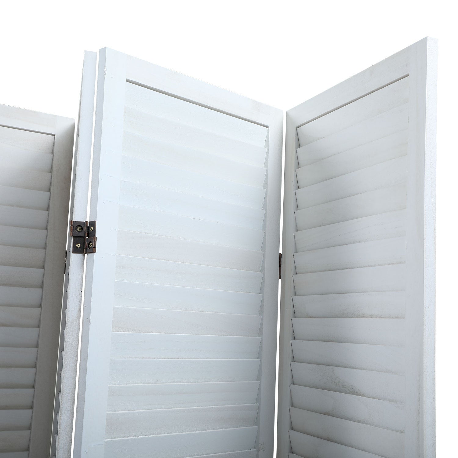 8 Panel Screen Folding Louvered Room Divider - White