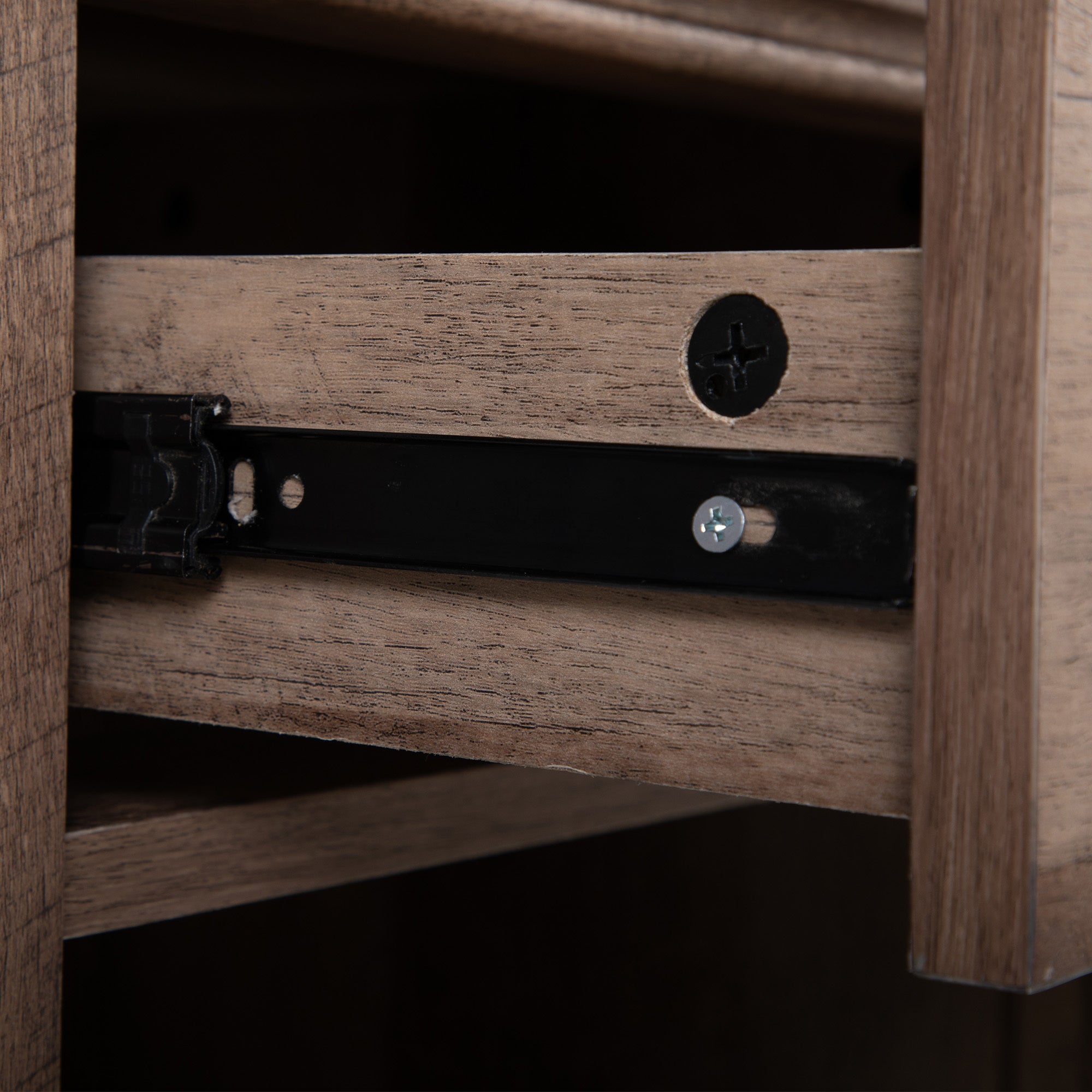 Farmhouse Nightstand, Bedside Table with Drawer and Shelf - Light Brown