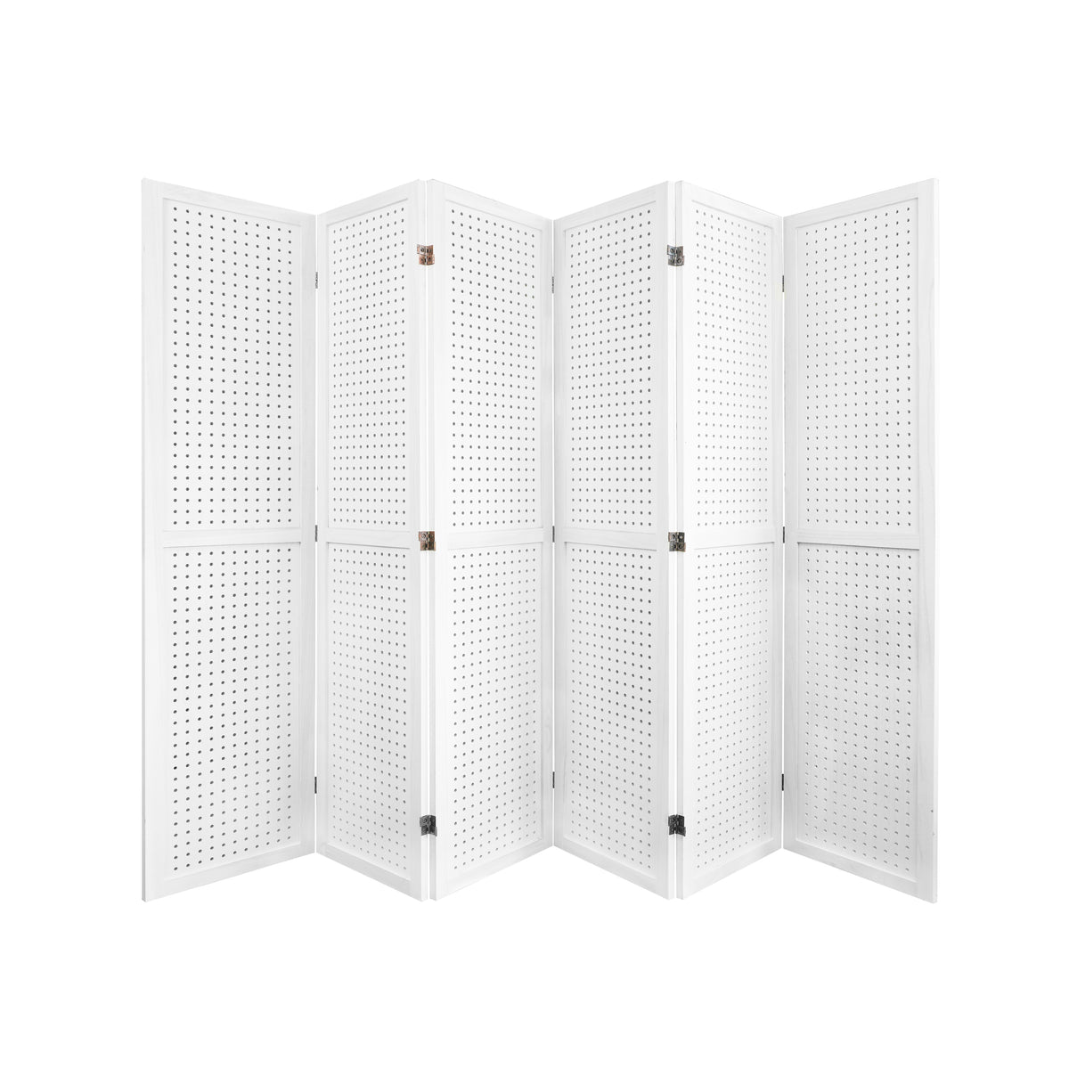 6 Panel Room Divider, 5.6Ft Pegboard Display Wooden Room Divider Folding Privacy Screen Room Divider - Elegant White