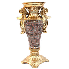 9.50"H Ambrose Chrome Plated Crystal Embellished Ceramic Vase