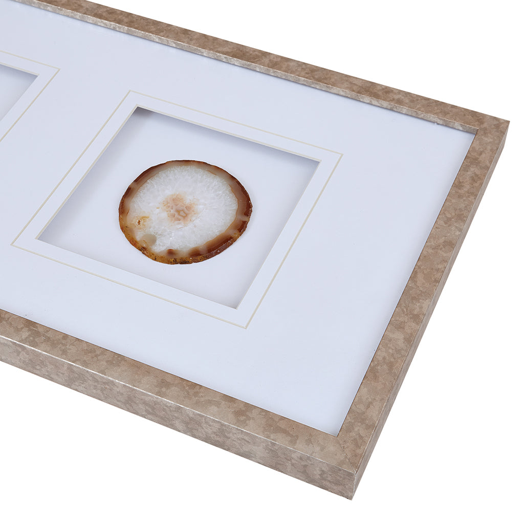 Real Stone Framed Glass and Double Matted Wall Art - Natural Agate