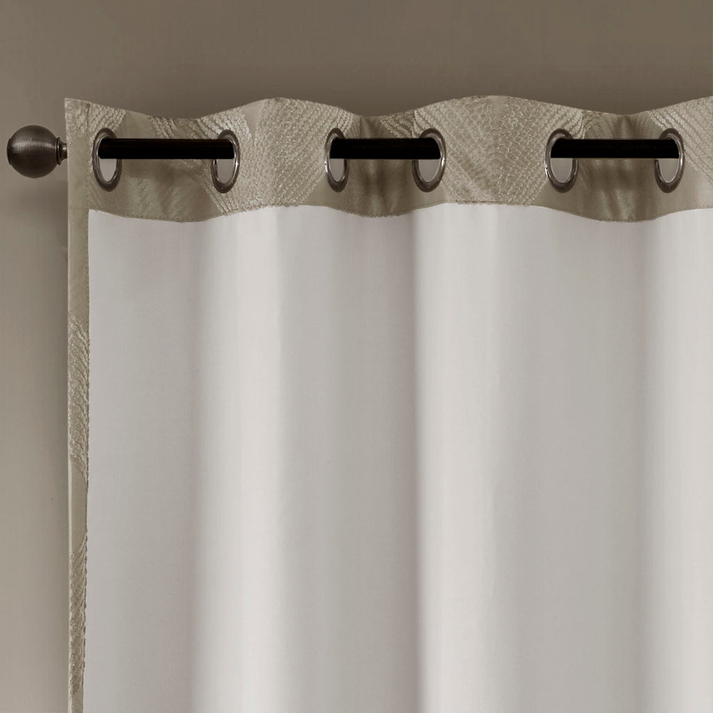 50x84" Ogee Knitted Jacquard Total Blackout Curtain Panel - Taupe