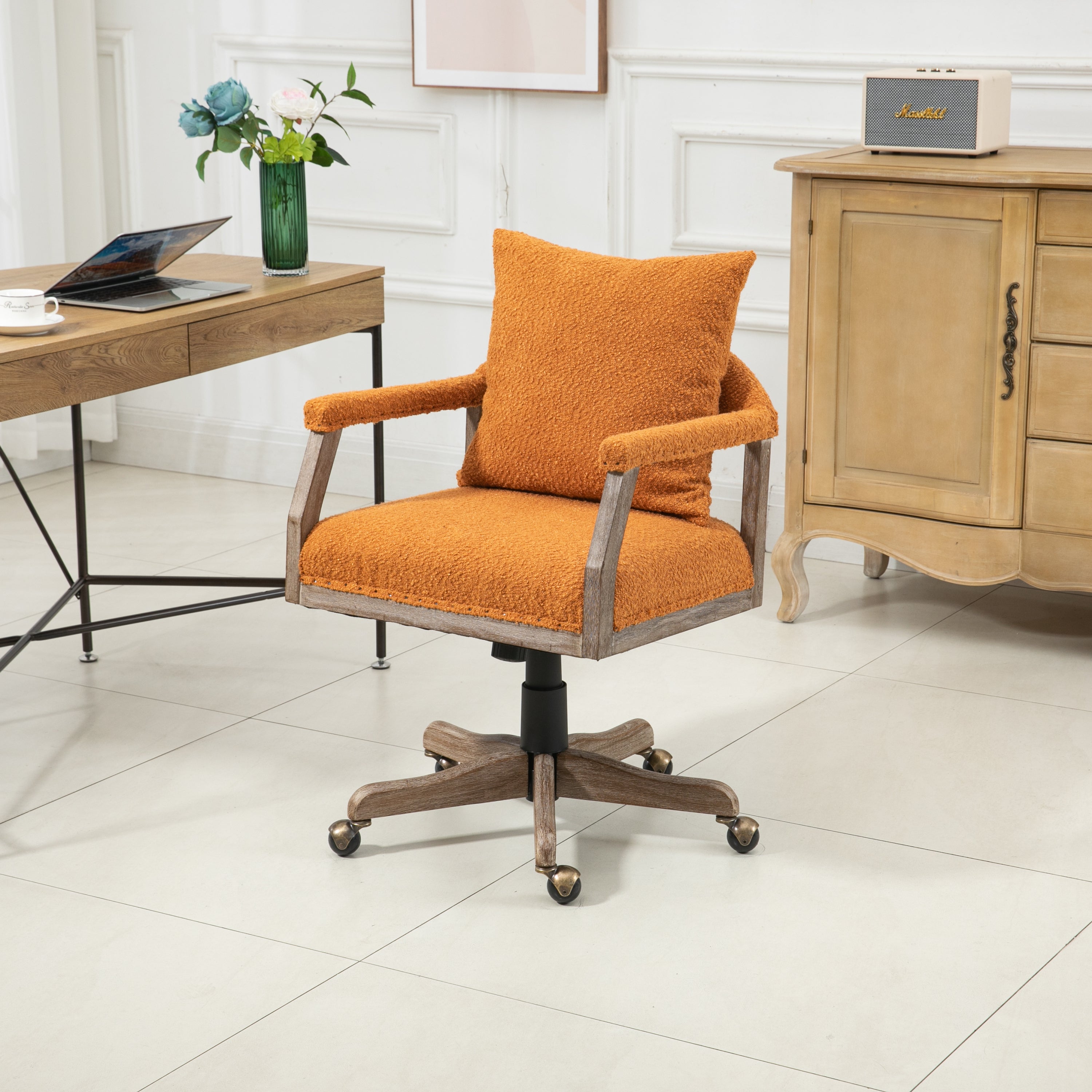 Chair Office Chair Adjustable Swivel Chair Fabric Seat Home Study Chair - Orange