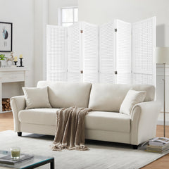 6 Panel Room Divider, 5.6Ft Pegboard Display Wooden Room Divider Folding Privacy Screen Room Divider - Elegant White