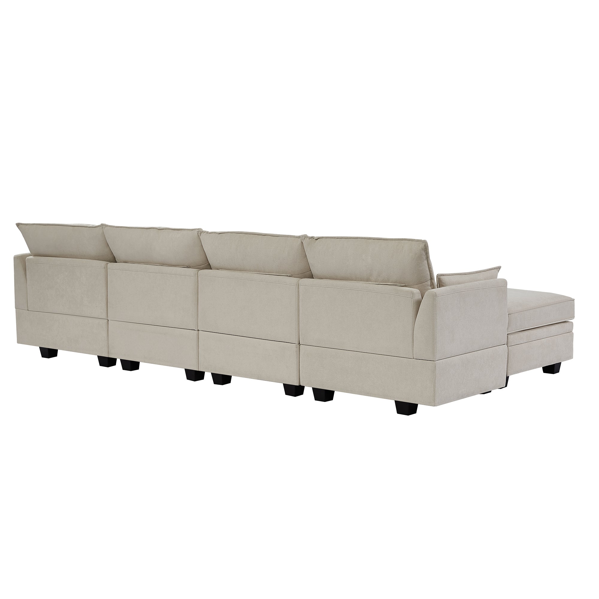 Modern Large U-Shape Modular Sectional Sofa,  Convertible Sofa Bed with Reversible Chaise - Beige