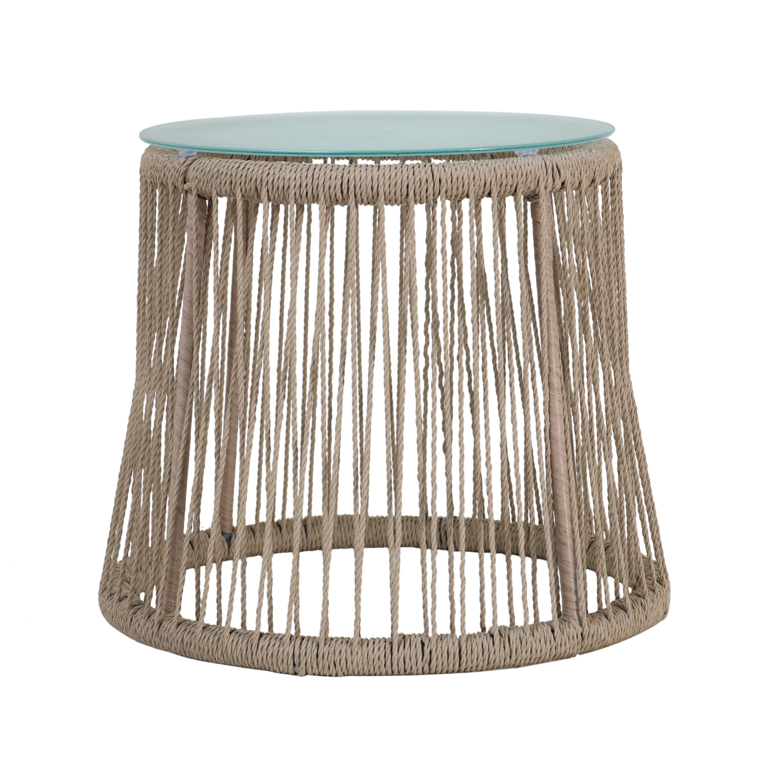 Boho Woven Rope Side Table - Brown