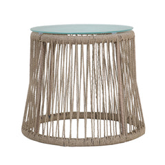 Boho Woven Rope Side Table - Brown