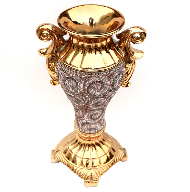 Chrome Plated Crystal Embellished Ceramic Vase