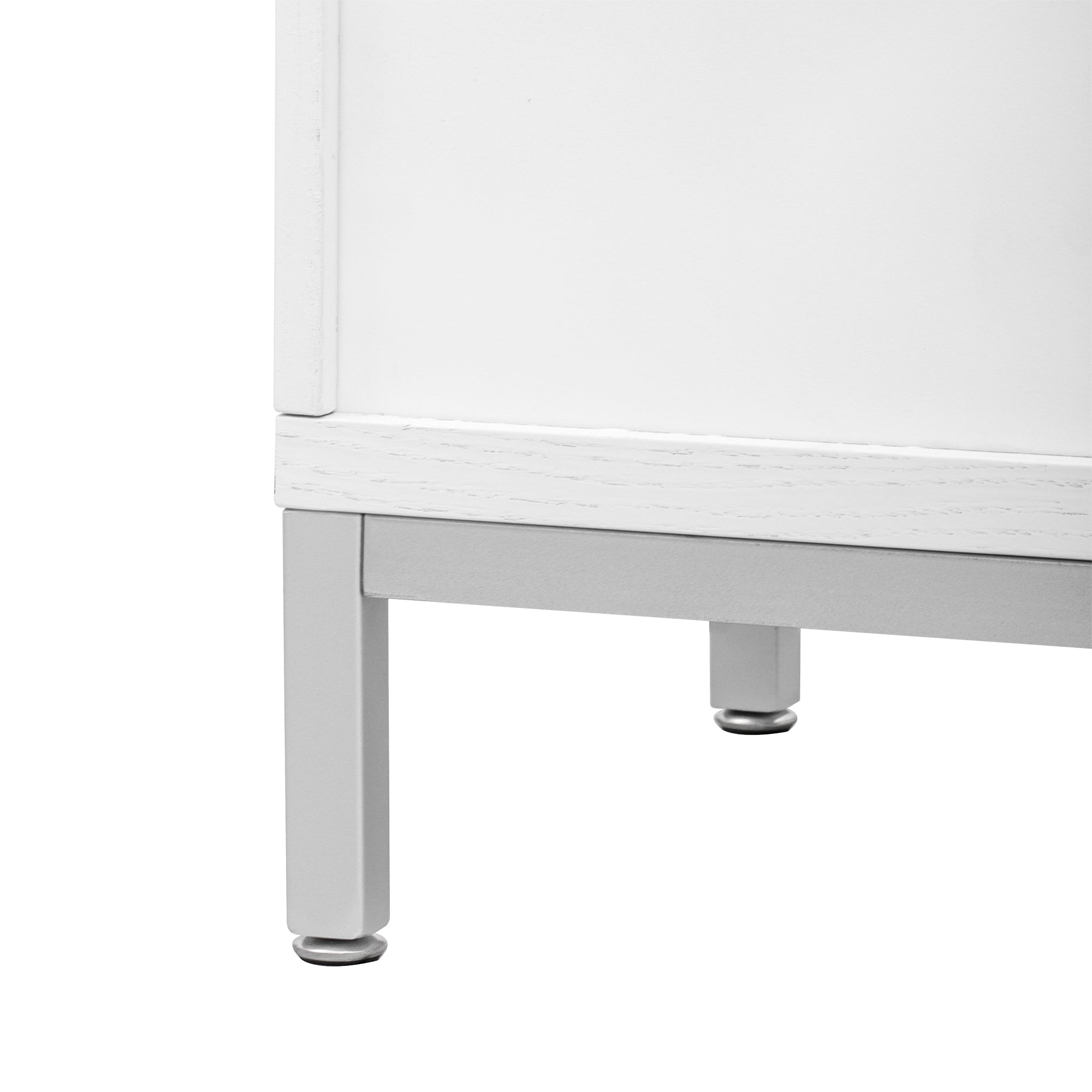 Accent Cabinet with Solid Wood Veneer and Metal Leg Frame for Living Room, Entryway, Dining Room - White