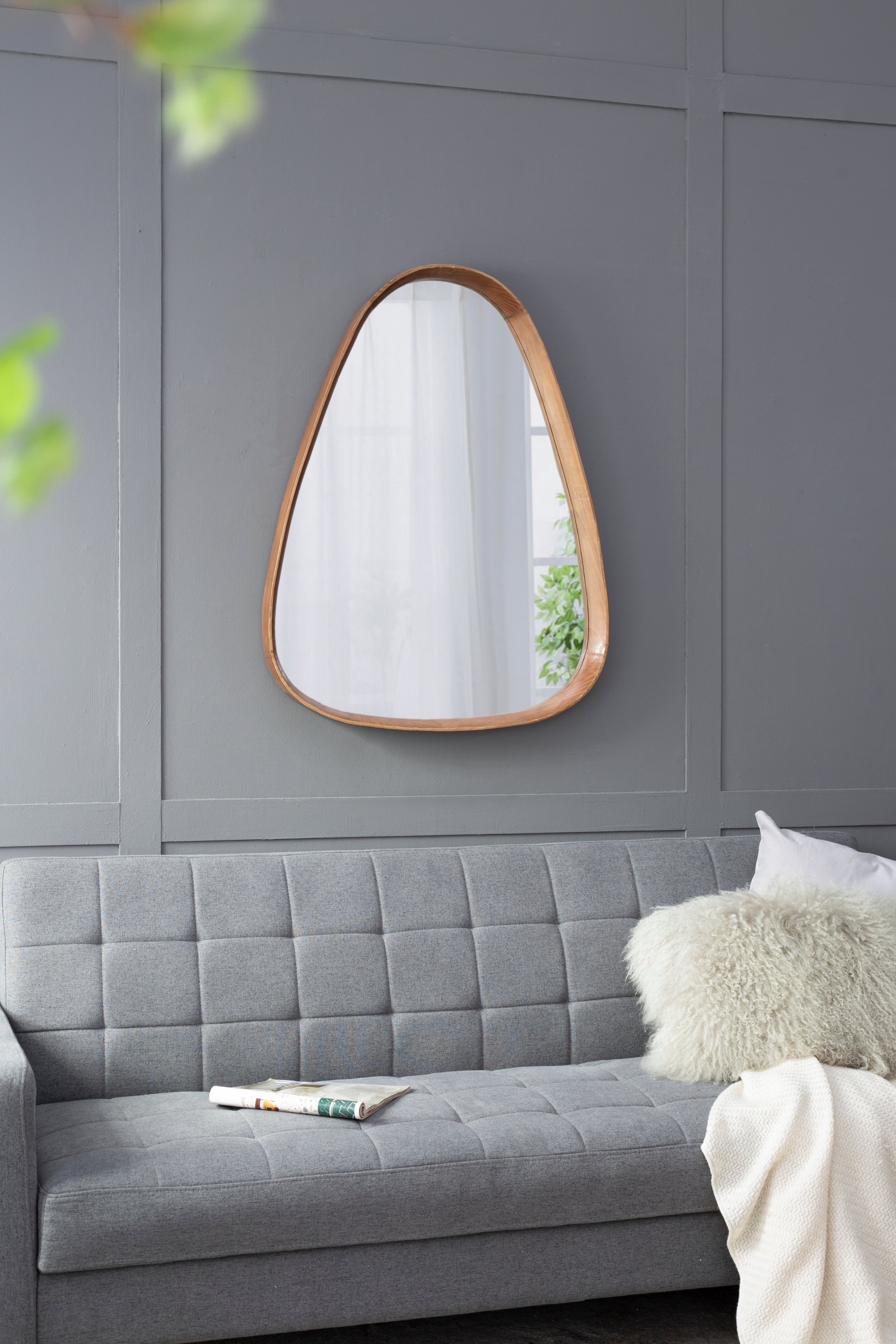 Irregular Mirror with Wood Frame 30"x38"