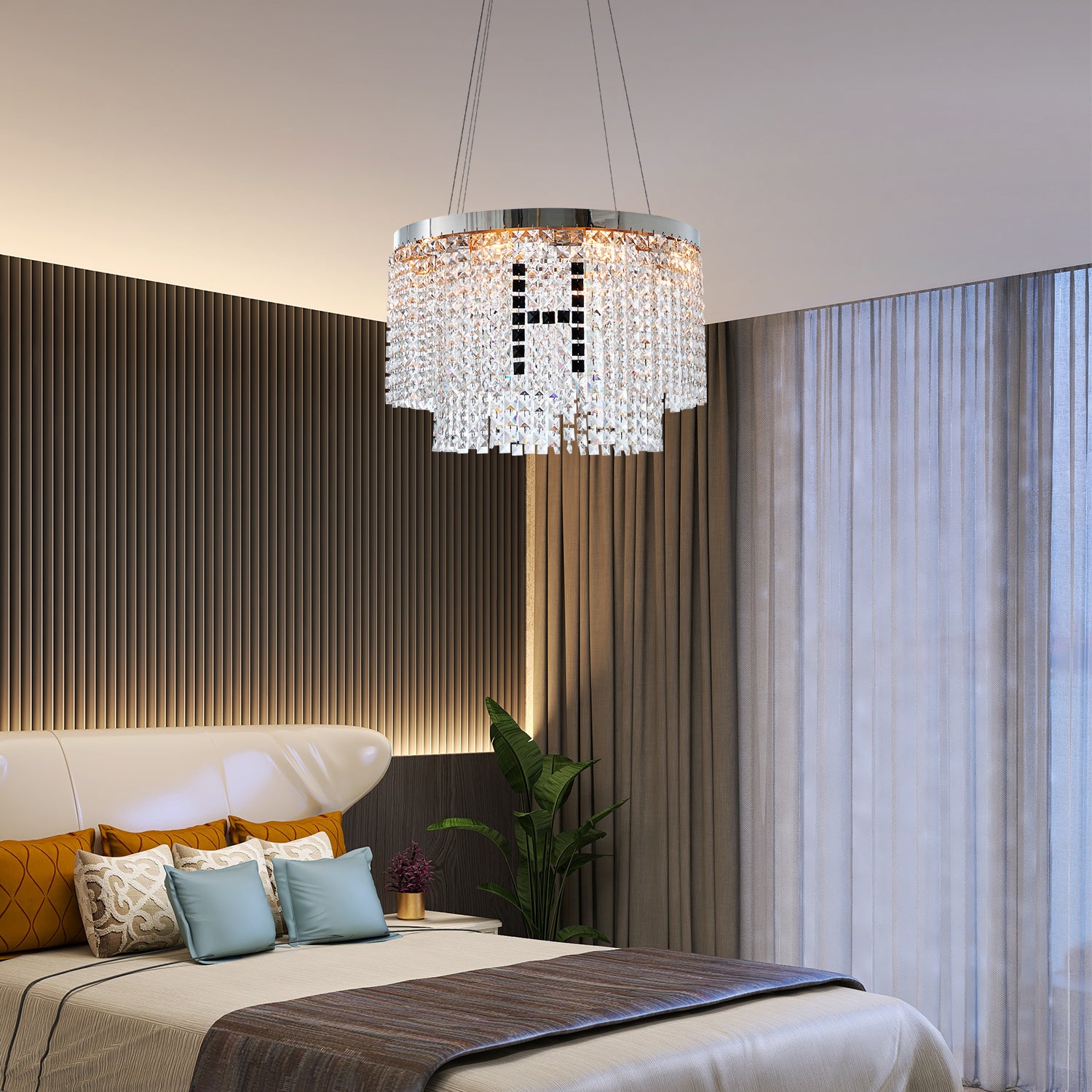 Modern Crystal Chandelier Round Crystal Lamp Luxury Home Decor Light Fixture