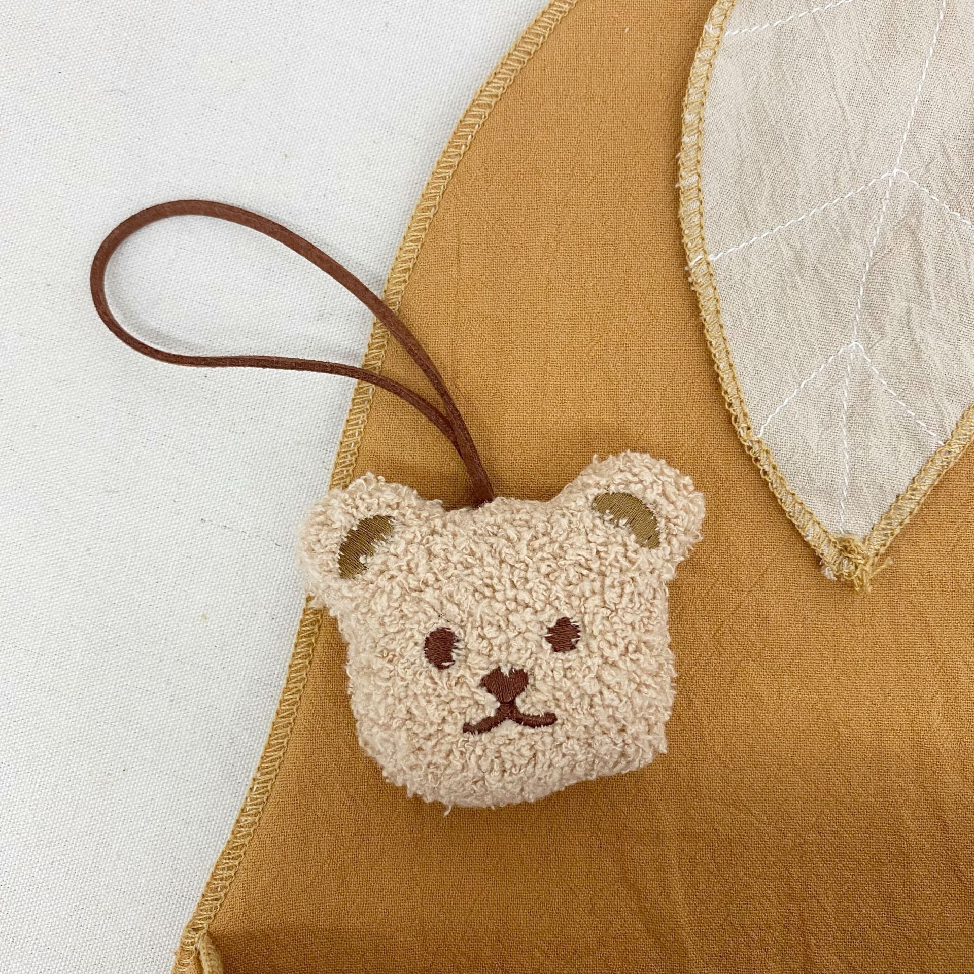 Decorative Teddy Bear Plush Hanging Charms, Baby Name Pendant Ornaments, Brown or Beige
