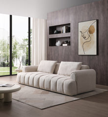 Modern Sectional Sofa, 4-Seater, Granular Fleece Velvet -Beige
