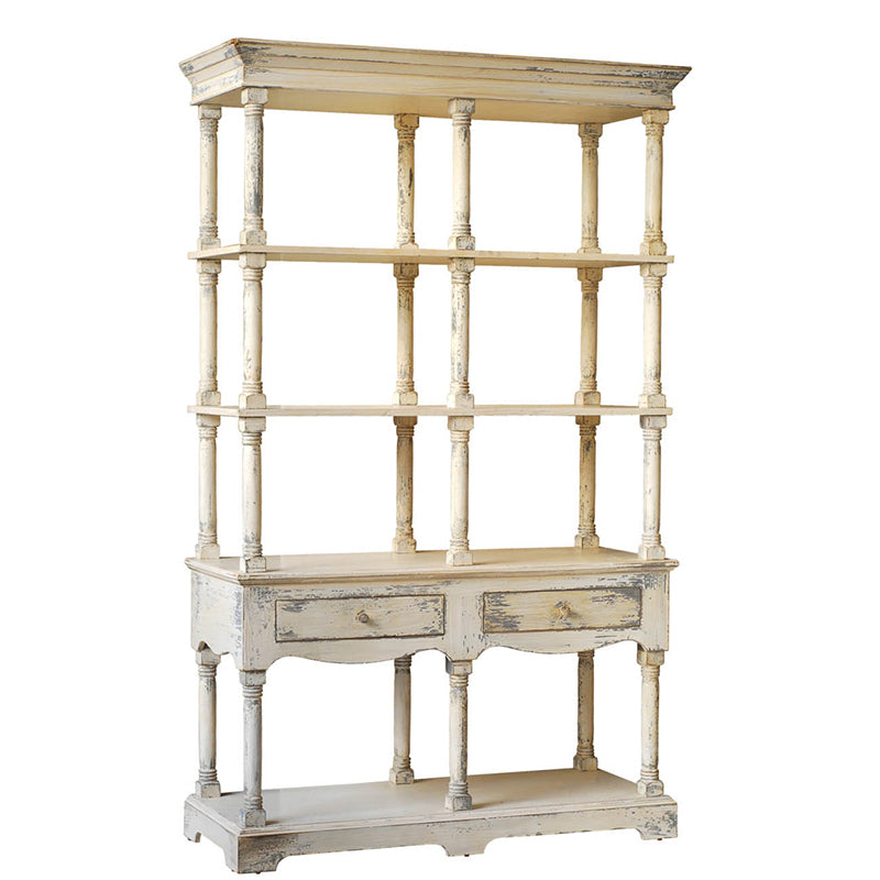 French Country Wood Bookcase, Display Storage Shelf Etageres 51x19.5x81.5"