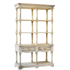 French Country Wood Bookcase, Display Storage Shelf Etageres 51x19.5x81.5"