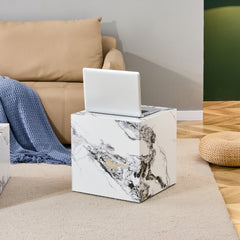 Modern Cube Design Side Table - White
