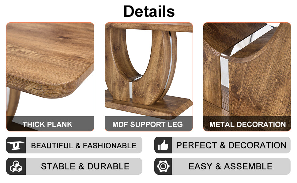 Set of 1 Dining Table and 4 Chairs - MDF rectangular - Brown