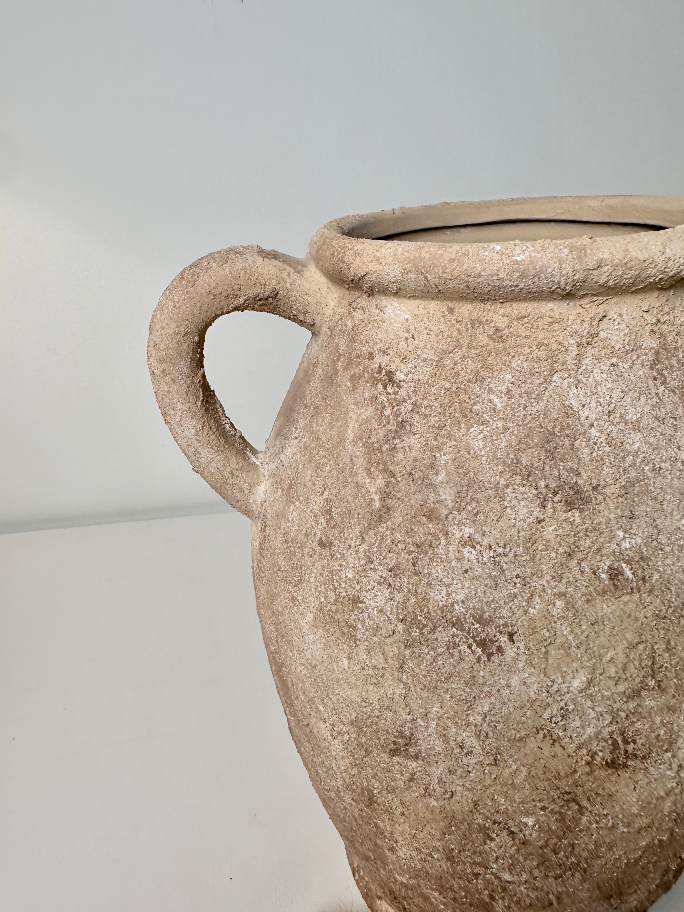 Rustic Hand-Painted Textured Amphora Vase 10" tall - Earth Brown