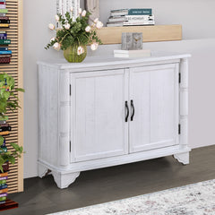 40"  Console Table with Storage Shelf, Retro Entryway Table with Adjustable Storage Shelf - Antique White