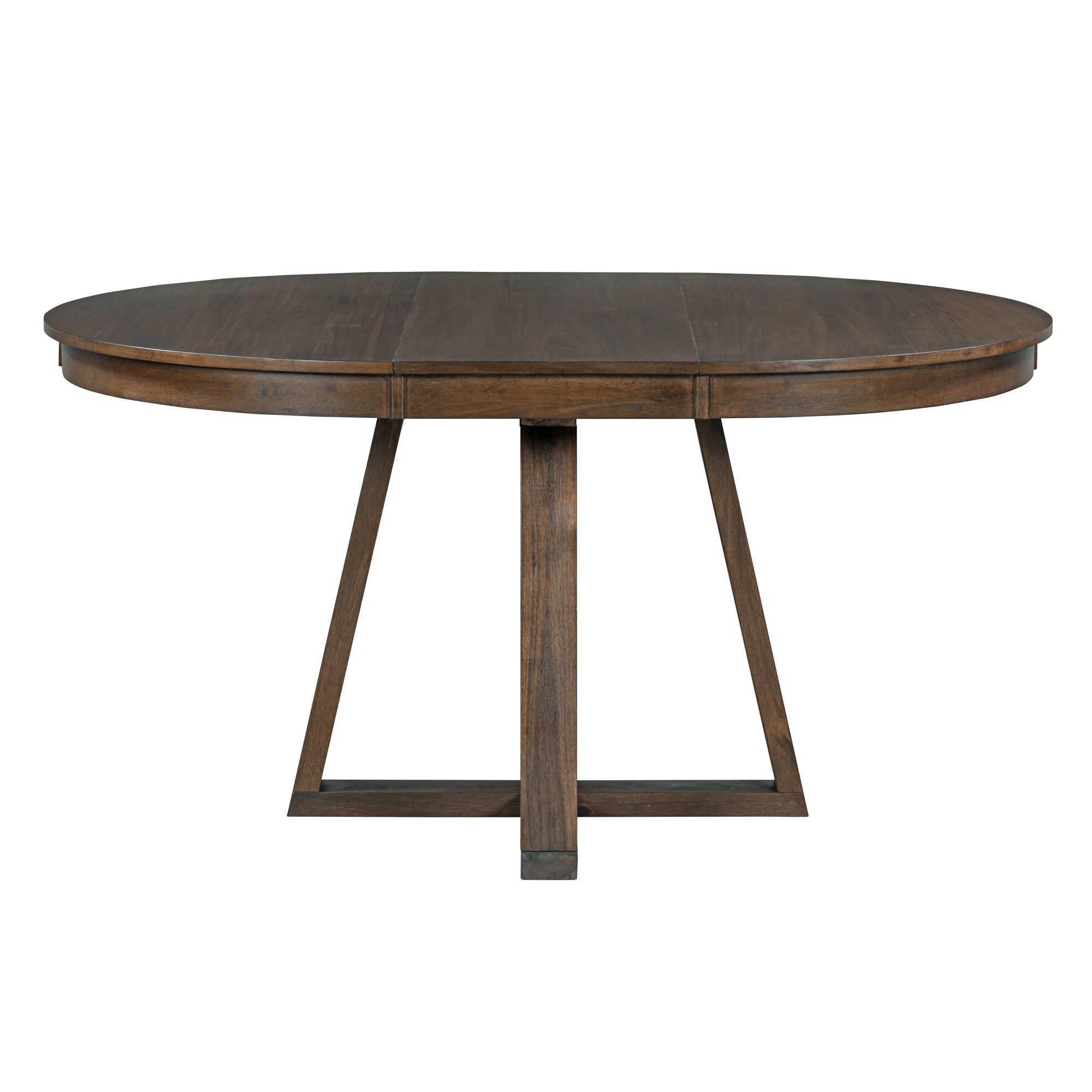 5-Piece Retro Functional Dining Set, Round Table with a 16"W Leaf and 4 Upholstered Chairs - Walnut