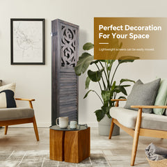 6 Panel Room Dividers, 6FT Carved Wood Room Divider Partition Room Dividers Wall Wooden Carved Folding Privacy Screens Foldable Panel Wall Divider for Office Restaurant, Rustic Brown