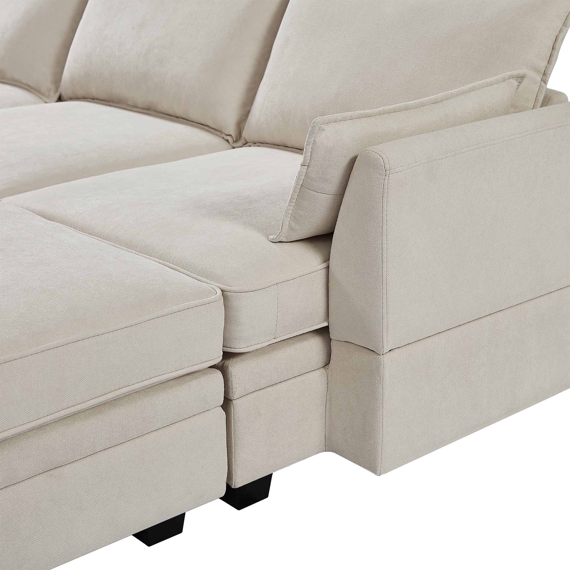 Modern Large U-Shape Modular Sectional Sofa,  Convertible Sofa Bed with Reversible Chaise - Beige