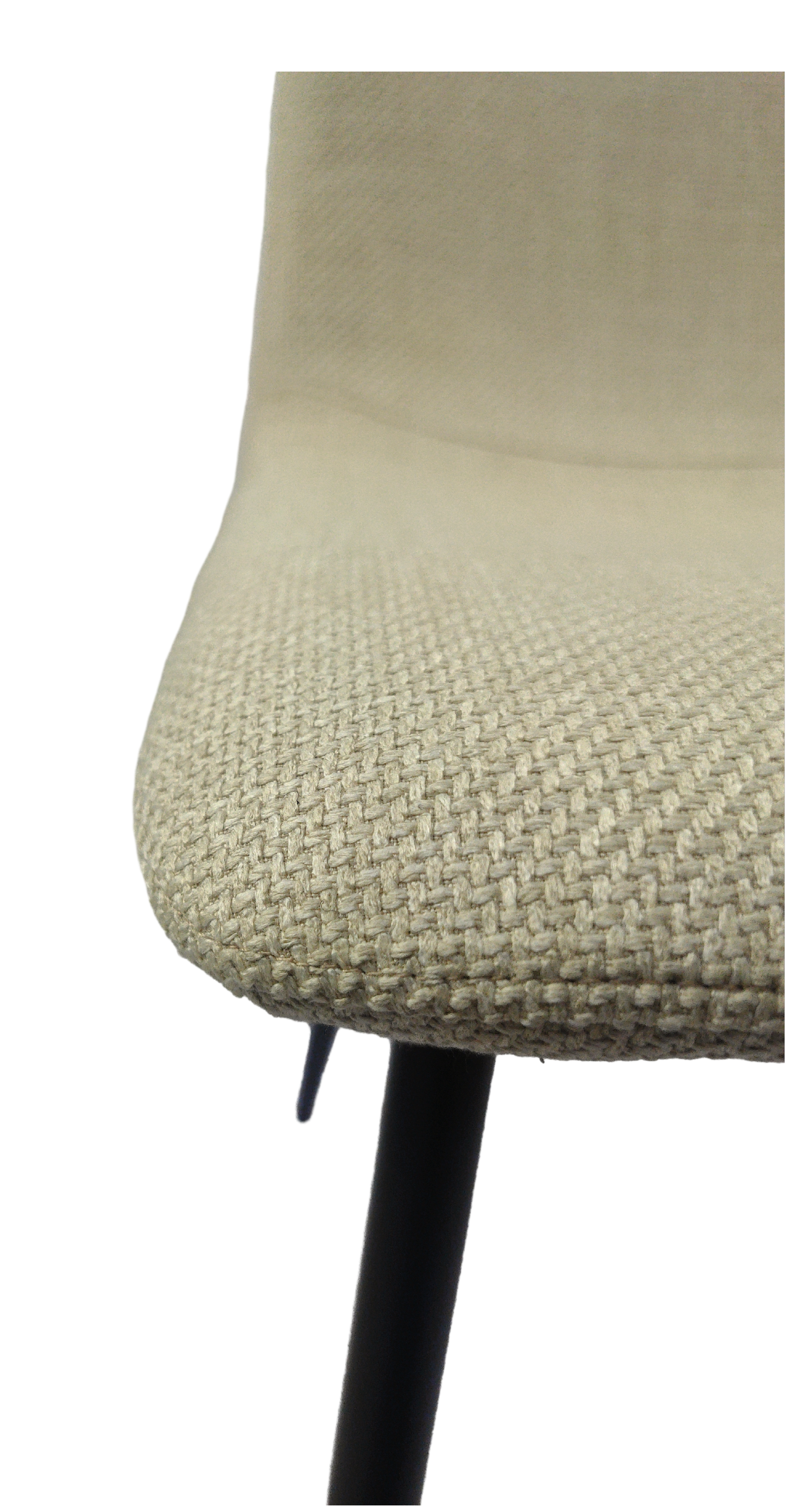 Set of 4 Modern Kitchen Dining Room Chairs, Cushion Seat and Sturdy Black Metal Legs - Beige