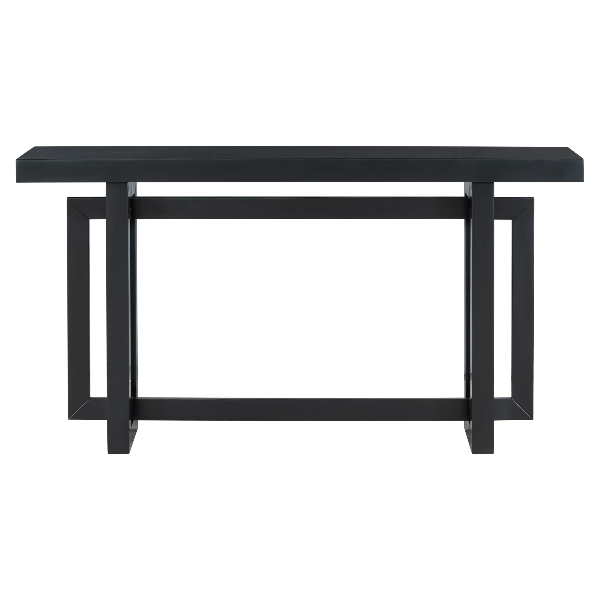 Contemporary Console Table with Industrial-inspired Concrete Wood Top, Extra Long Entryway Table for Entryway - Black