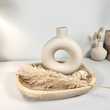 Minimalist Donut Ceramic Vase 9.5" Cream
