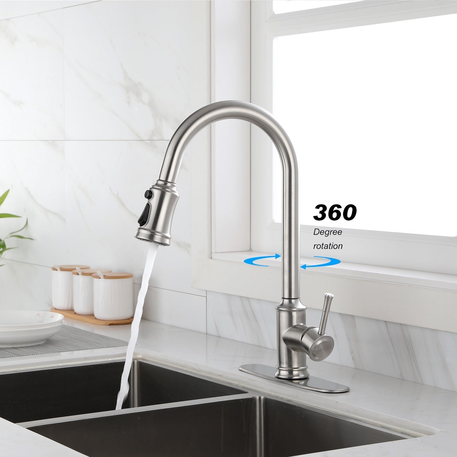 Touch Kitchen Faucet with Pull Down Sprayer - Brushed Nickel